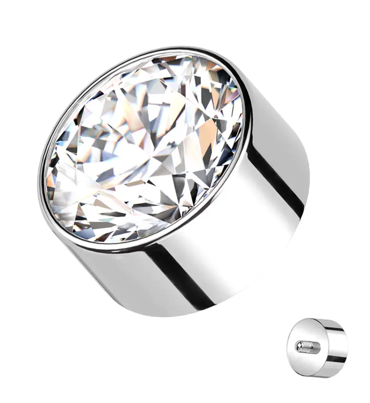 Bezel Clear CZ Internally Threaded Top