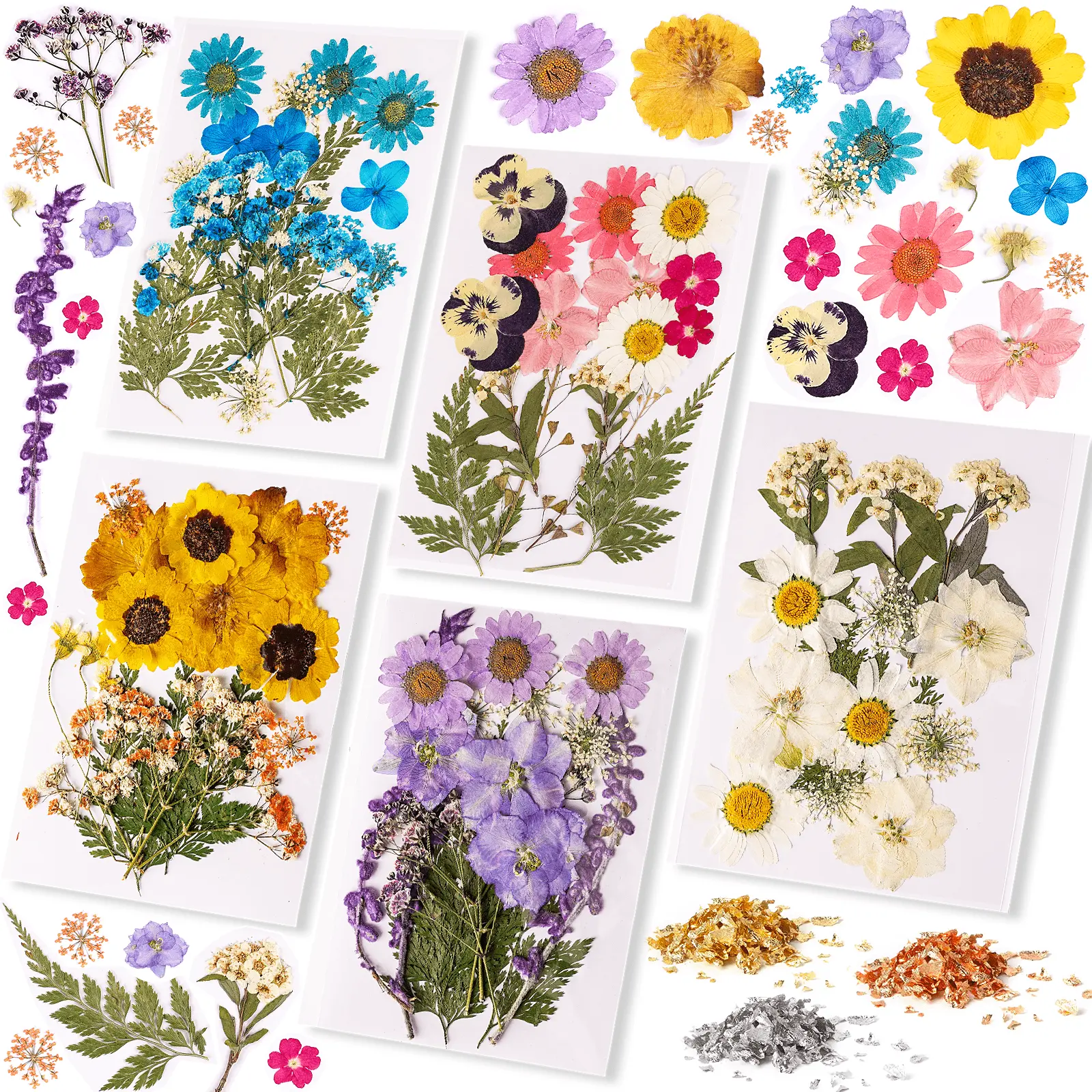 88Pcs Natural Dried Flowers & Foil Flakes for Resin, Jewelry, Pendants, DIY Handmade Holiday Gift Crafts, Handcraft Making Materials- LET'S RESIN 88Pcs Natural Dried Flowers & Foil Flakes for Resin, Jewelry, Pendants, DIY Handmade Holiday Gift Crafts, Handcraft Making Materials- LET'S RESIN