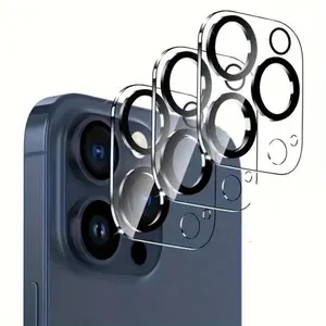 Tempered Glass 9H Hardness Camera Lens Protection Film for iPhone 16 17 15 14 12 13 11 Pro Max - Pack of 3