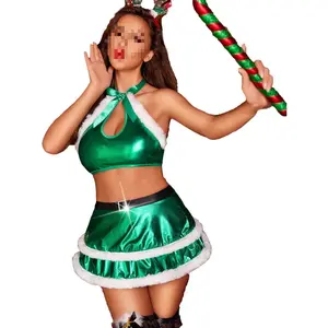 Santa Lingerie Women Sexy Santa Costumes Outfits Velvet Christmas Lingerie Set with Belt