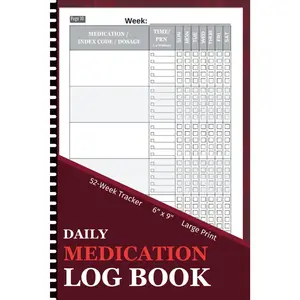Daily Medication Log Book: 52-Week Daily Medicine Tracker | Easy-to-Use Pill Organizer & Dosage Record Notebook | Large Print
