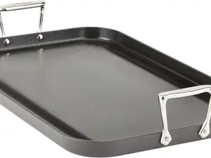 HA1 Hard Anodized Nonstick Griddle 13x20 Inch Oven Broiler Safe 500F Pots and Pans, Cookware Black