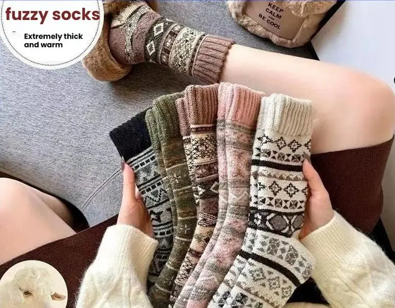 2026 Winter Trend | Couple's Fair Isle Knit Wool Socks, Retro Ethnic Style Warms with Elegance