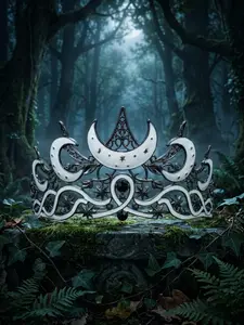 Gothic Crescent Moon Goddess Crown, Perfect Halloween Accessory, Witch Style Headpiece for Women, Ideal for Role-Playing Parties