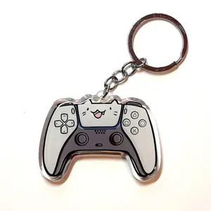 White Video Game Controller Cat Keychain | Cute acrylic keychain | gaming controller keychain |console gamer keychain |kawaii nerd keychain
