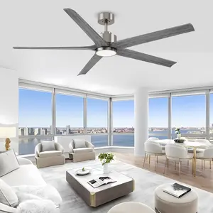 Large 72 Inch Ceiling Fan with Light Remote Control, Outdoor Patio Farmhouse Solid Wood 5 Blade High Airflow Quiet DC Motor Ceiling Fan for Porch Bedroom Living Room Indoor Outdoor Use