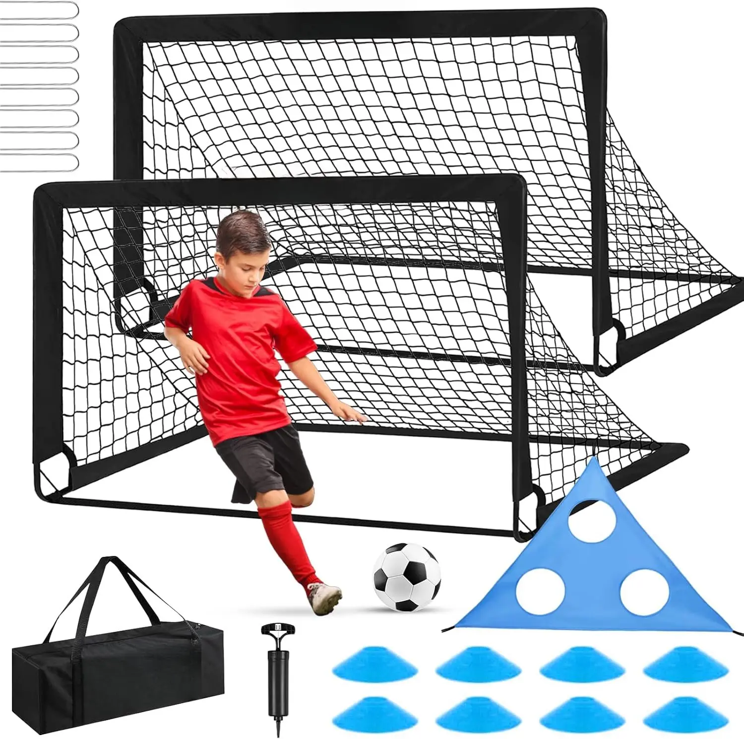 Soccer Goal, 2 of 6x4 Soccer Goals for Backyard with Soccer Net, Soccer Ball, Target, Cones, Soccer  Equipment for   Youth