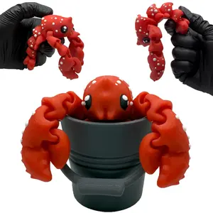 Cute Lobster Fidget Toy with Bucket - Articulated Design for Stress Relief & Focus, 6 Inches Long, Ideal for Children & Adults, Durable Accessory