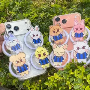 [Lost Paws Shop] Animals with Striped T-shirt Magsafe Phone Grip, K-POP Magnetic Phone Holder