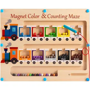 X-ITC57 Magnetic Color and Number Maze Board Wooden Montessori Fine Motor Skills Toys for 2 3 Year Old Preschool Learning Activities Classroom Must Haves Sorting Travel Toys for Toddlers 1-3 2-4 Boys Girls
