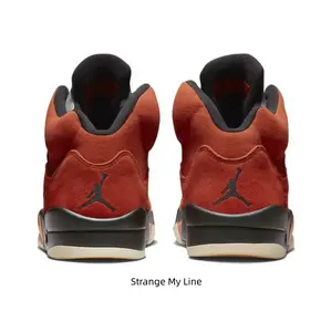 Rust Orange Suede High Top Basketball Sneakers Soft Nubuck Upper Black Embossed Jumpman Logo Black Inner Collar Cream Beige Two-Tone Midsole Street Kicks