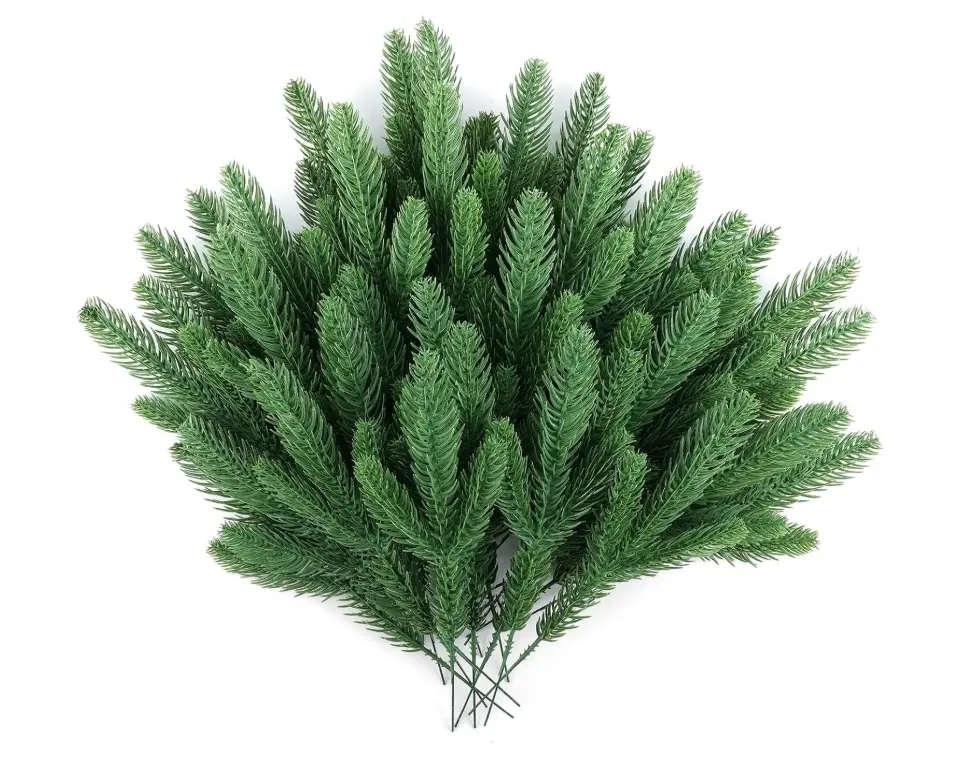 Artificial Pine Branches, 50 Pcs Christmas Greenery Stems Christmas Greenery Pine Needles, Evergreen Branches ,DIY Cedar Picks and Sprays Accessories for Garland Wreath Craft