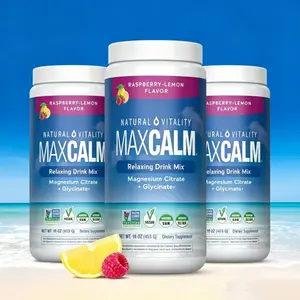 （Flash Sale 3 bottles）MaxCalm Relaxing Drink Mix - Anti Stress Drink Mix - With Ionic Magnesium Citrate + Glycinate - Raspberry Lemon Flavor - 16 oz (453 g) - 113 Servings