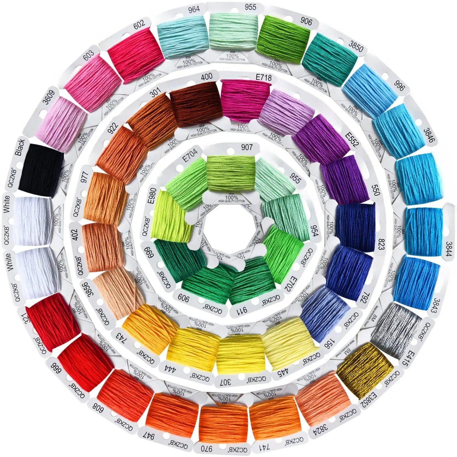 Rainbow Embroidery Floss String - Cross Thread- Friendship Bracelets Bobbins- Crafts Floss-50 8m Mercerized Bobbins Included Of 2 Metallic Thread