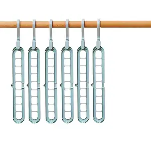 5pcs Multi-functional 9-hole clothes hanger for home storage, wardrobe, internet celebrity folding, retractable, magic rotating 9-hole clothes rack Rotatable clothes hanger