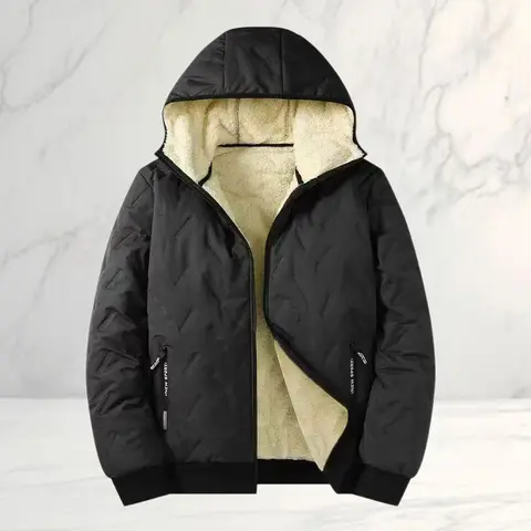 Men's Large-Size Loose Woven Fleece-Lined Warm Jacket for Autumn-Winter Outdoor Wear, with Zipper Pockets, Sohochic Fashion Outerwear