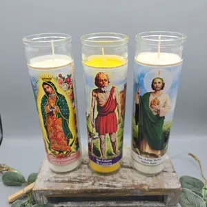Saintly Candles Virgen Guadalupe, Saint Lazarus, and Saint Jude - Religious Candles - Perfect for Prayer and Meditation 8 inches Candles