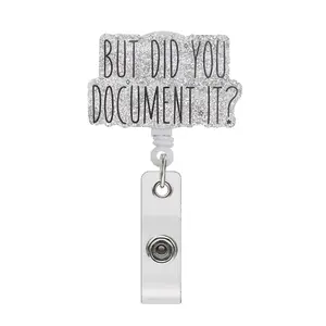 Acrylic Retractable Badge Holder, 1 Count Creative Glitter Reel, Badge Reels Retractable, Identification Badges & Supplies for Nurse & Hospital Staff