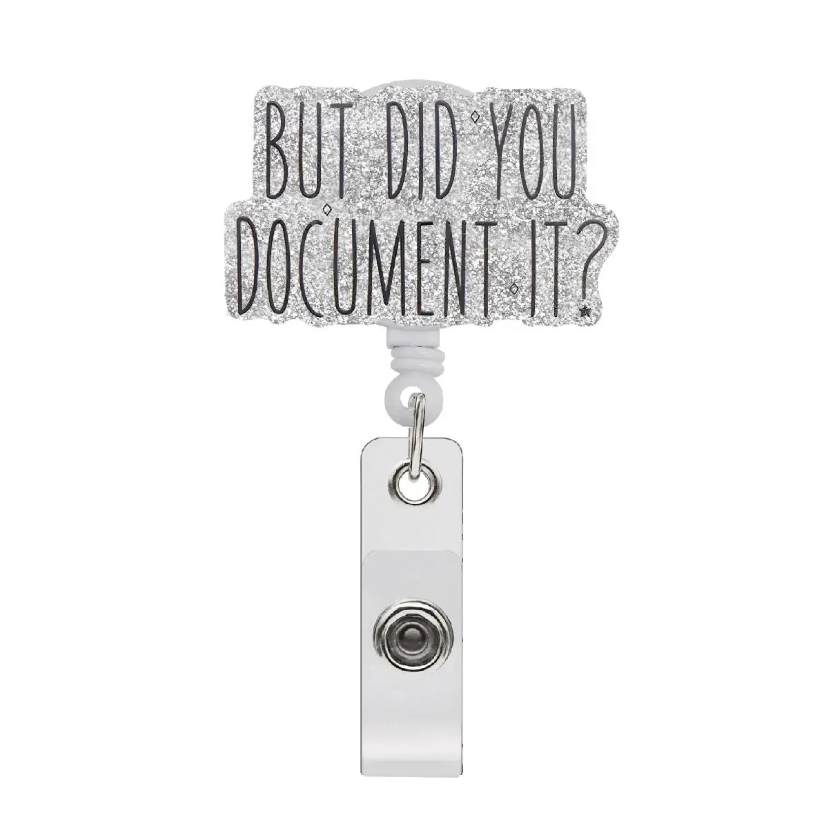 Acrylic Retractable Badge Holder, 1 Count Creative Glitter Badge Reel, Identification Badges & Supplies for Nurse & Hospital Staff