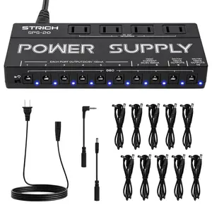 STRICH SPS-20 Guitar Power Supply 10 Isolated DC Output for 9V/12V/18V Effect Pedal Aluminium Audio Portable