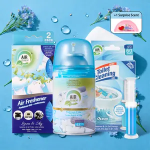 Air Fusion Coastal Breeze Bathroom Odor Control Set Spray Toilet Gel Stamp & Gel Air Freshener 3-Piece 1 Pack Fresh Coastal Scent for Daily Freshness- Save 10%