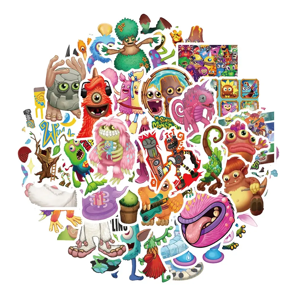50PCS Game My Singing Monster Waterproof Graffiti Funny Stickers for Helmet Bicycle Hand Account Pencil Case Decals LanLanStickersWorld