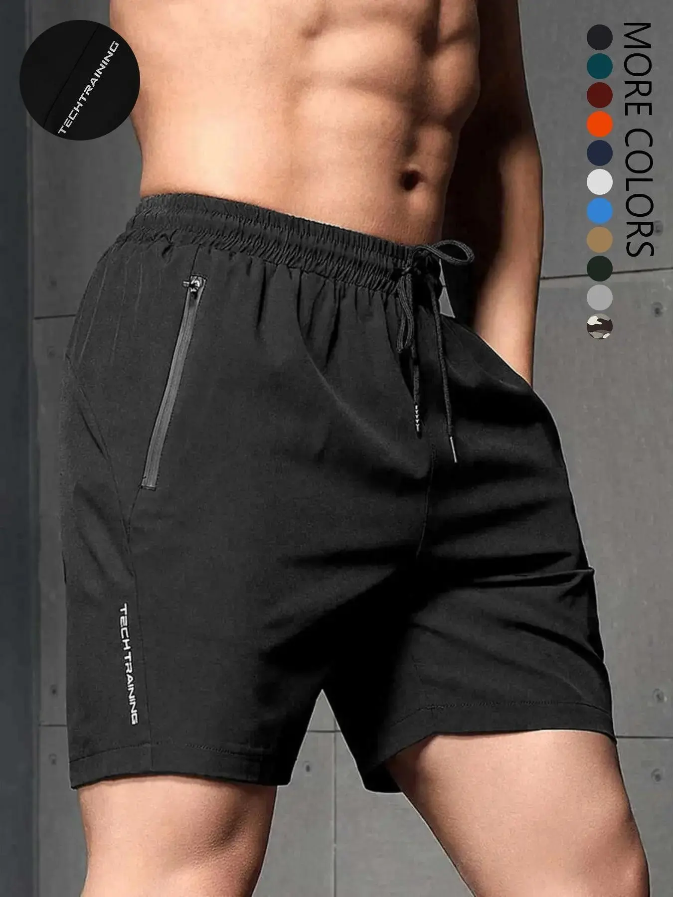 Men's Quick Dry Tech Training Shorts | Zipper Pocket Gym & Running Bottoms
