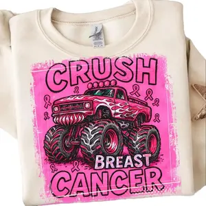 Crush Breast Cancer Awareness Sweatshirt, Monster Truck Hoodie, In October We Wear Pink Tackle Cancer Quote t-Shirt, Support Women Empowerment Gifts