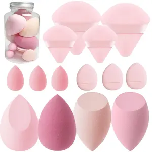 Makeup Sponge Set Blender Sponges 14 Pcs for Liquid Cream, and Powder Latex Free Multi-colored Sponges for Makeup Application with Storage Box Pink Gifts