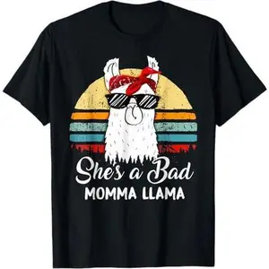 Shes a Bad Momma Llama Mama Retro Vintage Tshirt