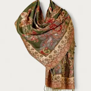 Jade Green + Maroon Pashmina Shawl