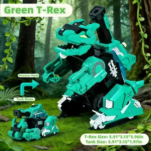 2-in-1 Tank & Plane That Transform into Dinosaur | Collision Transforming Toy with One-Click Cannonball Launch | Ideal Easter Gift & Easter Basket Stuffer for Kids