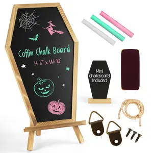 Coffin Chalk Board for Spooky Wedding Decor - 17x10.5 Inches Eraseable Letter Board for Halloween Decor