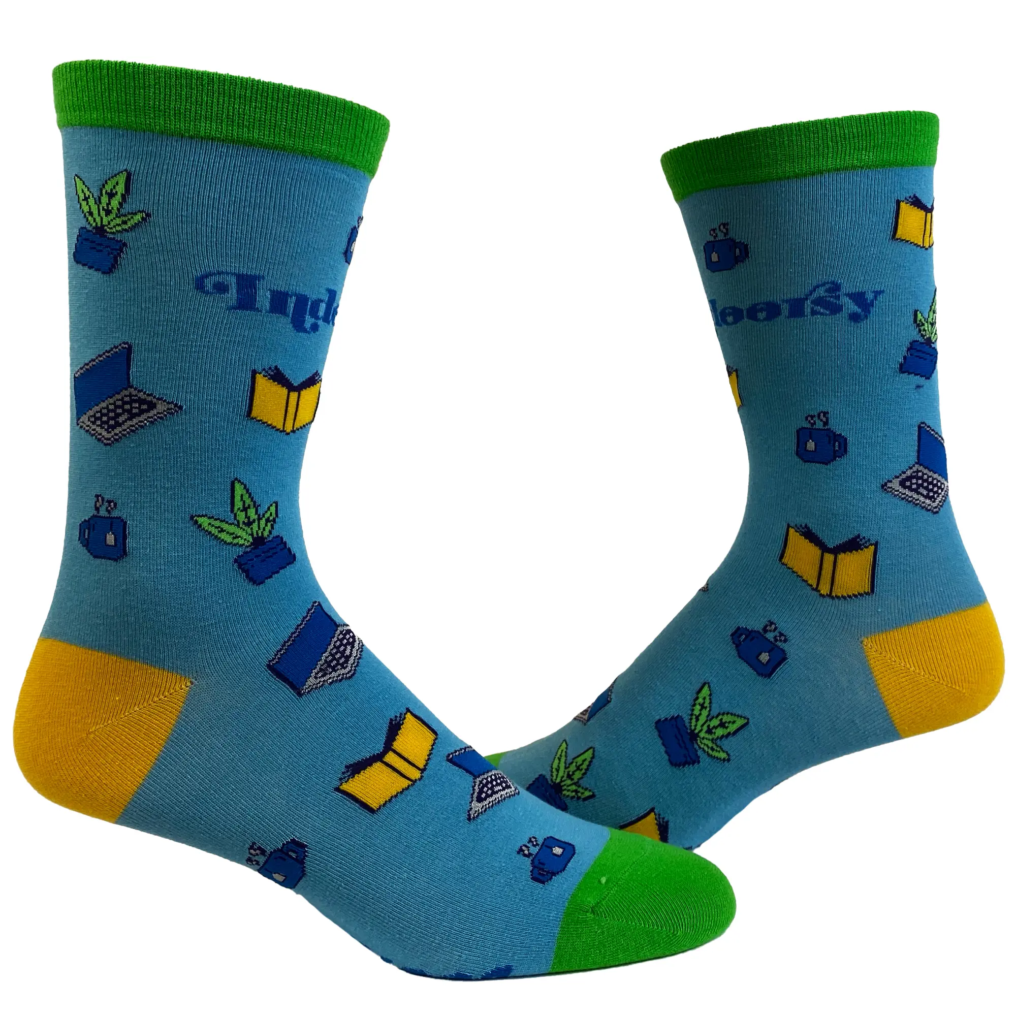 Women's Indoorsy Socks Funny Homebody Cozy Graphic Novelty Footwear Funny Graphic Socks Comfortable Fitted Spandex Cotton