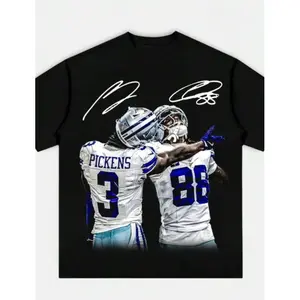 George Pickens X CeeDee Lamb WE DEM BOYZ Graphic T-Shirt, Adult And Youth Casual Short Sleeve Tee, Retro   Cowboys Merch Streetwear Top, Unisex Loose Daily Outfit, Trendy Sports Fan Apparel Perfect Gift for Cowboys Supporters