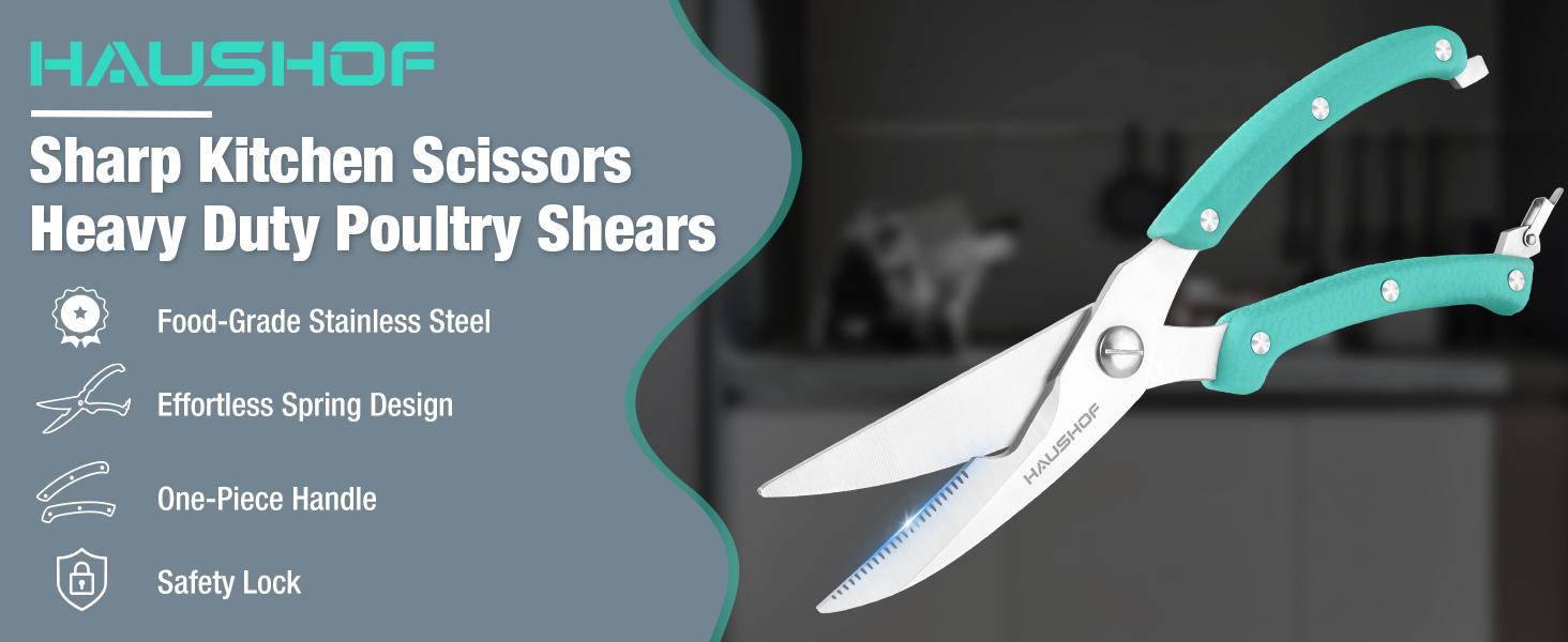 #backtoschool HAUSHOF Kitchen Shears for Food, Heavy Duty Poultry Shears, Stainless Steel Sharp Kitchen Scissors with Serrated Blade, One-Piece Handle, Spring, Safety Lock, 10" Food Scissors for Bones, Meat, Fish #backtoschool HAUSHOF Kitchen Shears for Food, Heavy Duty Poultry Shears, Stainless Steel Sharp Kitchen Scissors with Serrated Blade, One-Piece Handle, Spring, Safety Lock, 10" Food Scissors for Bones, Meat, Fish