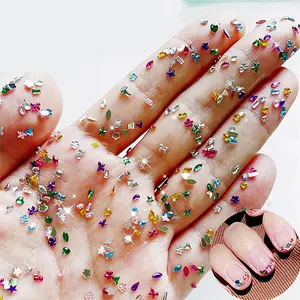 2000PCS Colorful Nail Rhinestones & Charms – Multi-Shape Crystal Flat Back Gems, 3D Mini Hearts, Stars & Flowers for Acrylic Nail Art & DIY Nail Crafts