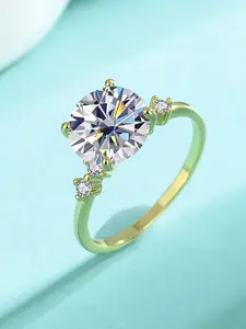 Pure Silver Ring with Moissanite 3 Carat D Color, High-End European Style Fashion Finger Ring, Solitaire Engagement Rings, Elegant and Stylish Jewelry, Moissanite Decorated Ring