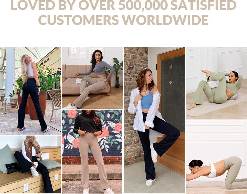 baleaf 29''/32''/34'' inseam Women Flare Leggings Crossover V-Cut Yoga Pants Flare Khakis High Waist Casual Workout Lounge Tall Bottom Pockets Petite Girls Forbidden Pants