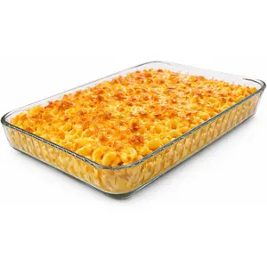 4-Qt (16" x 11" x 2") Glass Baking Dishes for Oven, Glass Oven Pan & Tray Bakeware, Borosilicate Glass Casserole Dish Cookware, Microwave & Oven-Safe Clear Bakeware