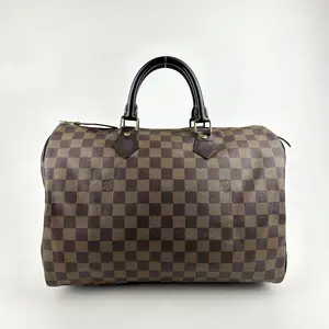 Pre-owned Louis Vuitton Coated Canvas Handbag LV Speedy 35 Damier Ebene jx