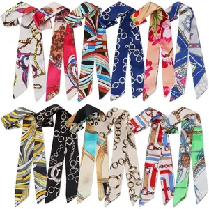 12 Pcs Women Handbag Head Scarf Hair Purse Scarf Handle Ribbon Satin Head Neckerchief Silk Headband Charm for Gifts