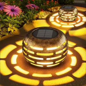 SummerVibes Solar Lanterns Outdoor Waterproof: 2 Pack Hollow Out Retro Metal Solar Lights - Decorative Atmosphere Table Lantern - Gifts for Women Mother's Day Garden Yard Patio Outside & Indoor Tabletop Decor tiktokshopspringglowup