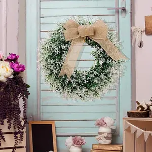 Burlap Bow for Wedding or Daily Decor, All Seasons for Front Door,Back Door,Indoor, Outdoor Wreath