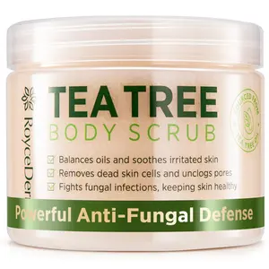 Tea Tree Body Scrub - 12oz Exfoliating: Extra Strength Pre-Body Wash for Athlete’s Foot, Jock Itch & Ringworm - Deep Cleansing Scrub with Tea Tree Oil & Dead Sea Salt for Smooth Skin Gentle Soothing