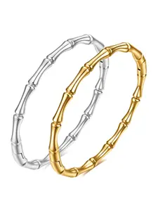 18K Gold Plated Bamboo Bracelet for Women, Exquisite Bracelet, Stainless Steel Open Cuff Bangle, Minimalist Stackable Wristband, Waterproof Tarnish-Free Jewelry Gift, Elegant Jewelry Bracelet, Stackable Bracelets, Exquisite Trendy Bracelet