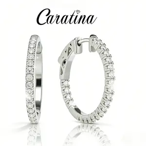 Caratina 20mm / 30mm Moissanite Hoop Earrings Unisex Synthetic Moissanite Earrings 925 Sterling Silver Moissanite Jewelry Perfect Birthday Valentine's Day Mother's Day Christmas Gifts