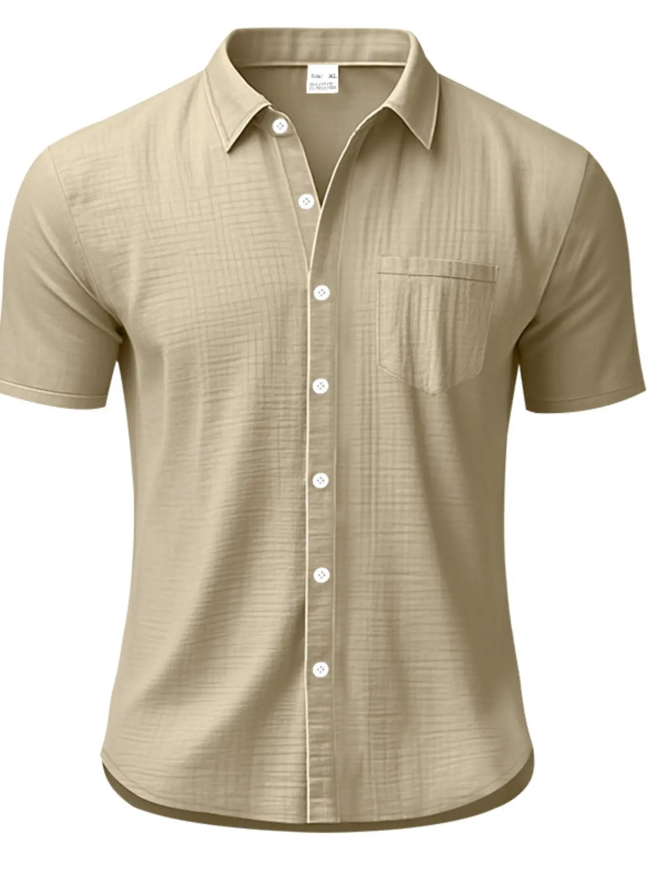 Men's Summer Linen Pocket Shirt, Casual Style Shirt, Casual Loose-Fitting Short Sleeve Top, Breathable Lapel Design, Perfect for Daily Wear
