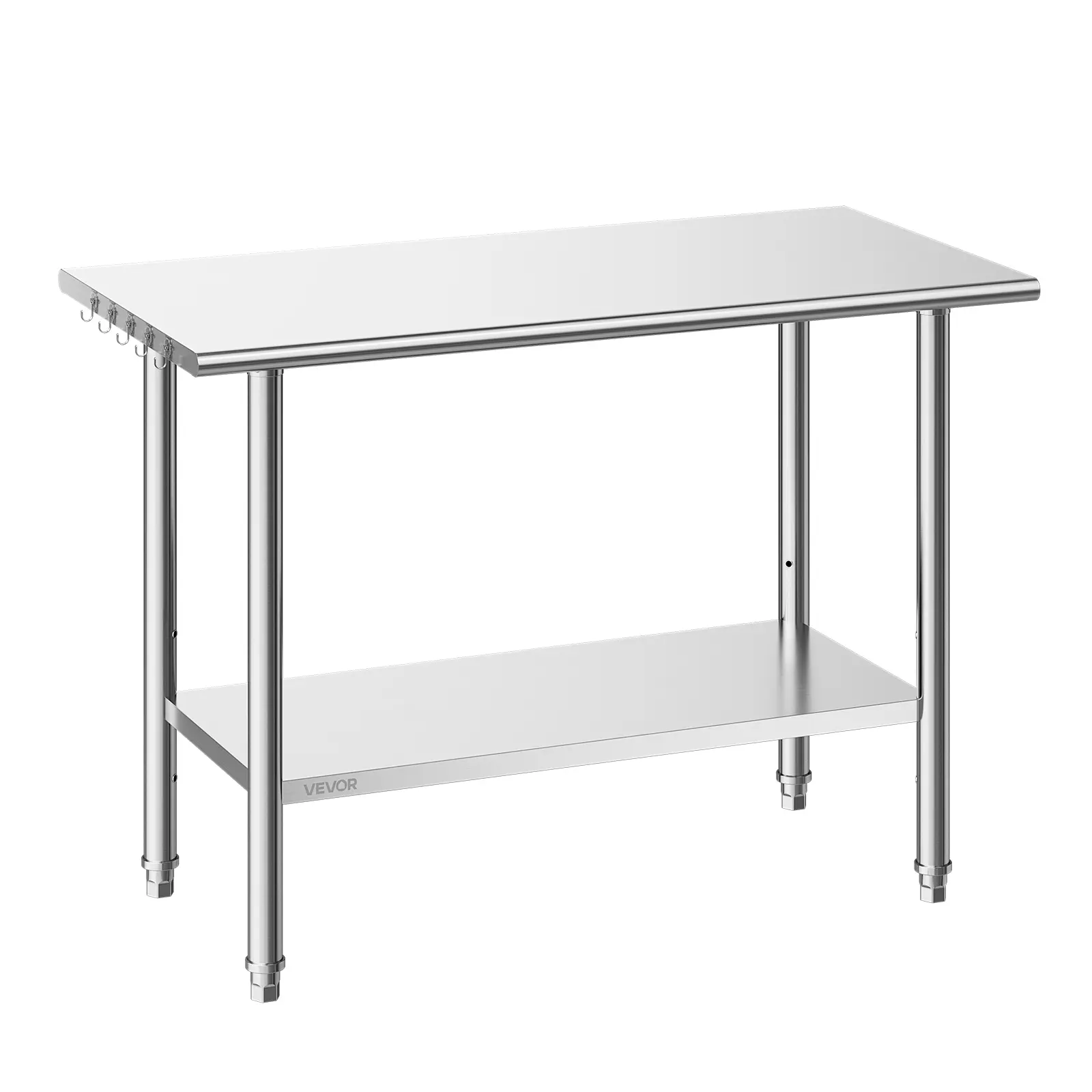 VEVOR Stainless Steel Work Table, 24x48 Inch Food Prep Table, Commercial Kitchen Workstation with Adjustable Undershelf, Metal Heavy Duty Utility Worktable, for Restaurant Home Hotel Garage Outdoor#BacktoSchool