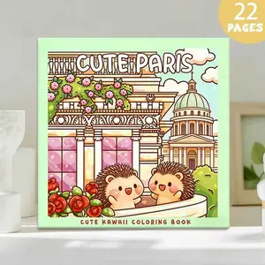 Paris Cute Hedgehog Coloring Book, 22 Pages, Adorable Animal Designs, DIY Painting, Easy Coloring, Ideal Birthday Gift for Teens